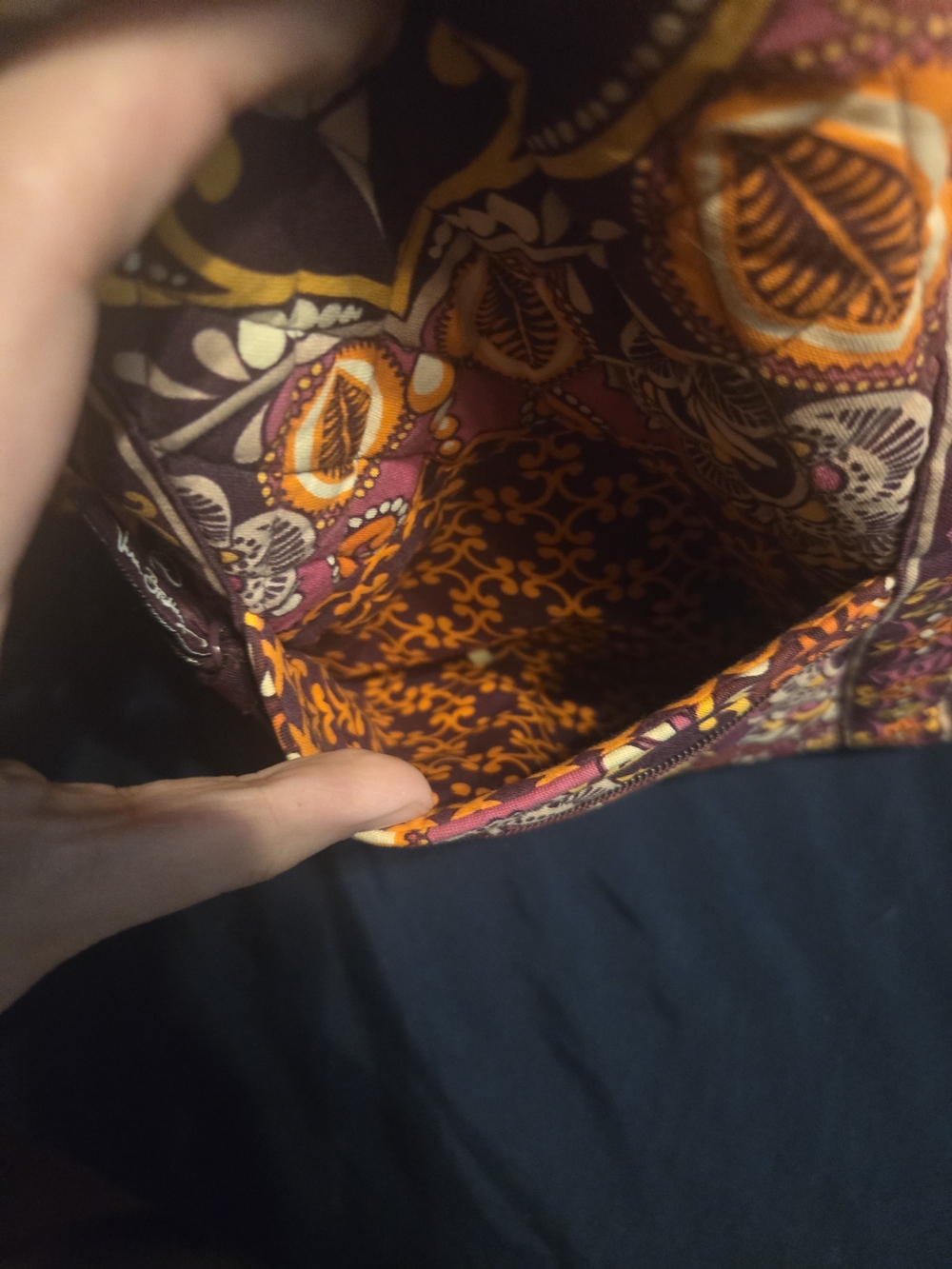 Vera Bradley Plum Quilted Floral Crossbody with Mustard Accents - Picture 6 of 7